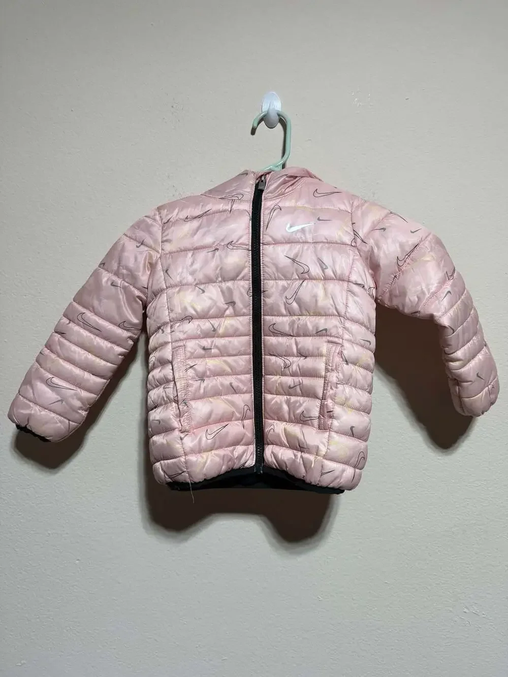 Nike Toddler Girls Pink Foam Just Do It All-Over Swoosh Puffer Jacket